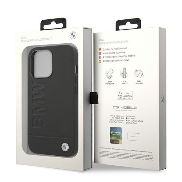 Case BMW BMHCP14XSLLBK iPhone 14 Pro Max 6.7 "black / black Leather Stamp
