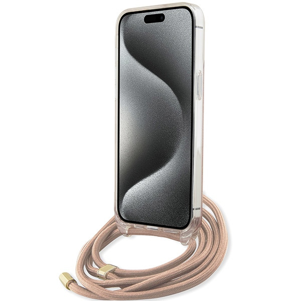 Guess GUHCP15XHC4SEP iPhone 15 Pro Max6.7" różowy/pink hardcase Crossbody Cord 4G Print