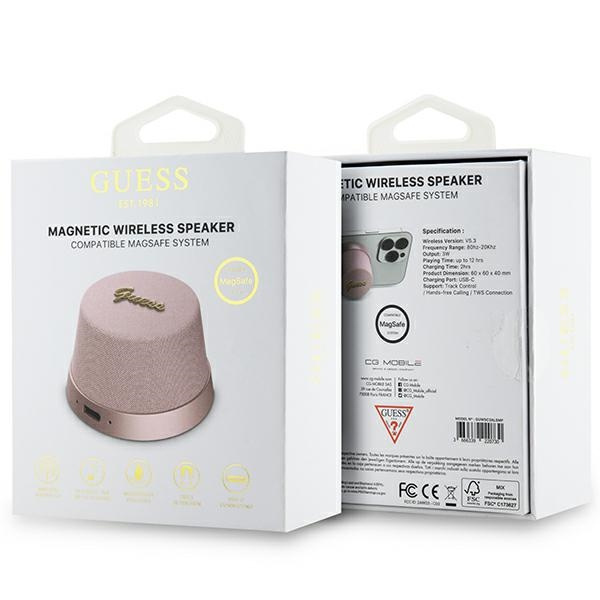 Guess głośnik Bluetooth GUWSC3ALSMPSpeaker Stand różowy/pink Magnetic Script Metal