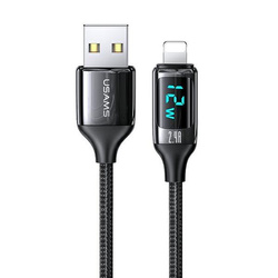 USAMS KABEL PLECIONY U78 LIGHTNING 1.2M LED 2.4A FAST CHARGING CZARNY /BLACK SJ543USB01 (US-SJ543)