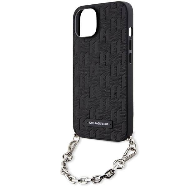 Etui Karl Lagerfeld Saffiano Monogram Chain na iPhone 14 - czarne
