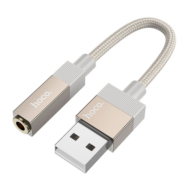 Adapter AUX USB A (męski) do Jack 3,5 mm (żeński) Hoco UPA32D złoty