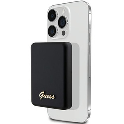 Guess Powerbank indukcyjny 15WGUPBM5ALGSGK 5000mAh czarny/black MagSafe Metal Script Logo