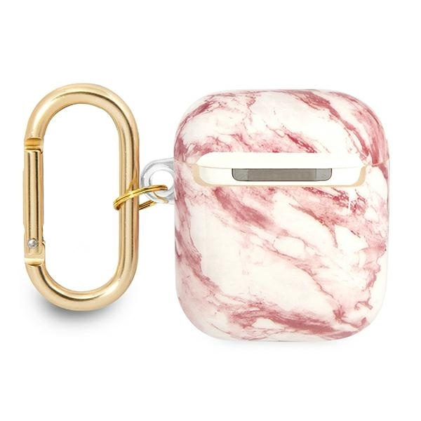 Guess GUA2HCHMAP AirPods 1/2 cover różowy/pink Marble Strap Collection