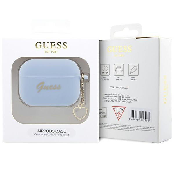 Guess GUAP2LSCHSB AirPods Pro 2 (2022/2023) cover niebieski/blue Silicone Charm Heart Collection