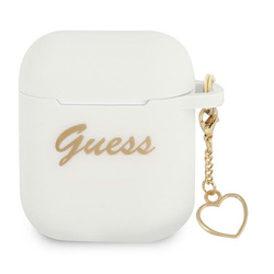 GUESS  GUA2LSCHSH AIRPODS 1/2 COVER BIAŁY/WHITE SILICONE CHARM HEART COLLECTION