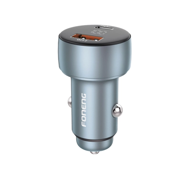 FONENG ładowarka samochodowa C18 PD 48W 1xUSB-C + 1xUSB QC3.0 Srebrny