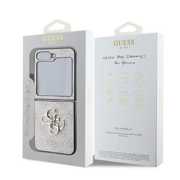 Guess GUHCZF64GMGPI Z Flip6 F741różowy/pink Leather 4G Metal Logo