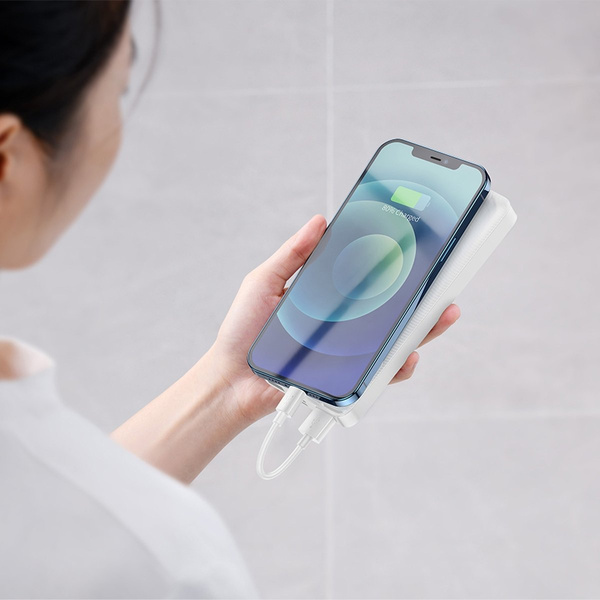 Baseus Bipow powerbank z wyświetlaczem 30000mAh 15W biały (Overseas Edition) + kabel USB-A - Micro USB 0.25m biały (PPBD050202)