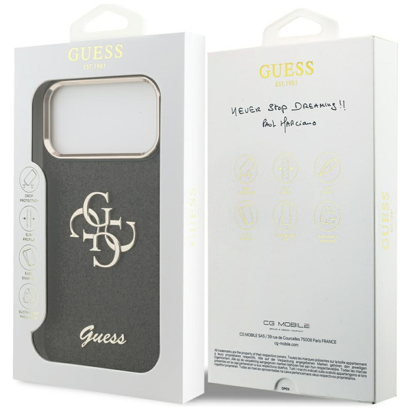 Etui Guess Fixed Glitter Big 4G Metal    Frame do iPhone 17 Pro Max czarny