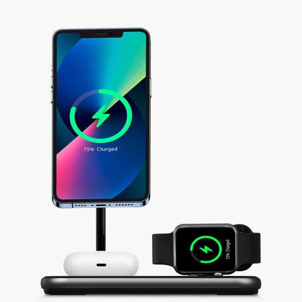 CHOETECH MFM MFI CHARGER/INDUCTIVE CHARGING STATION 3IN1 IPHONE 12/13/14, AIRPODS PRO, APPLE WATCH GRAY (T589-F)