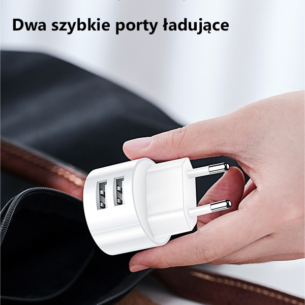 USAMS Ład. siec. 2xUSB T20 2,1A lightning biały/white round Fast Charging  XTXLOGT1804