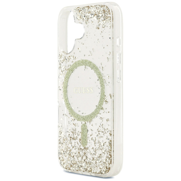 Etui Guess Resin Bottom Glitter MagSafe  do iPhone 17 złoty