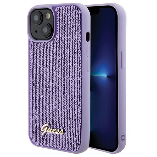 GUESS GUHCP15SPSFDGS IPHONE 15/14/13 6.1 "PURPLE / PURPLE HARDCASE SEQUIN SCRIPT METAL