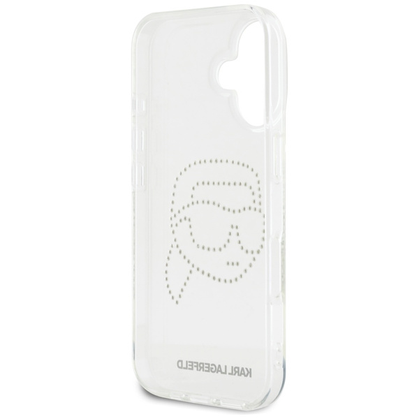 Etui Karl Lagerfeld IML Rhinestones Karl  Head do iPhone 16 przezroczysty