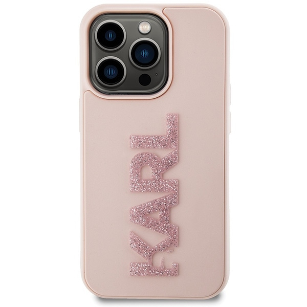 Etui Karl Lagerfeld 3D Rubber Glitter Logo na iPhone 15 Pro Max - różowe