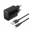 FONENG wall charger EU64 18W 1xUSB QC3.0 + cable Lightning Black