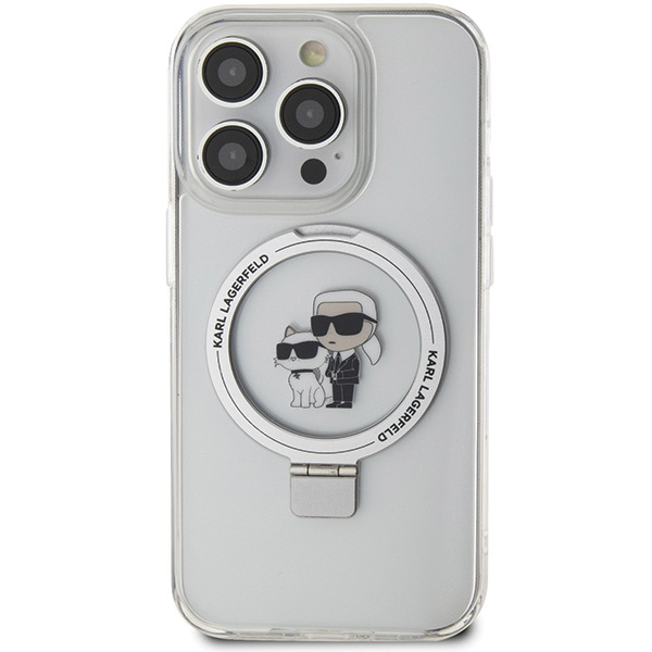 Etui Karl Lagerfeld Ring Stand Karl&Choupettte MagSafe na iPhone 13 Pro / 13 - białe