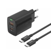 FONENG wall charger EU66 PD 20W 1xUSB-C + 1xUSB QC3.0 + cable USB-C - USB-C Black