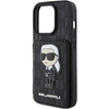Etui Karl Lagerfeld Saffiano Cardslots and Stand Monogram Ikonik Patch do iPhone 15 Pro - czarne