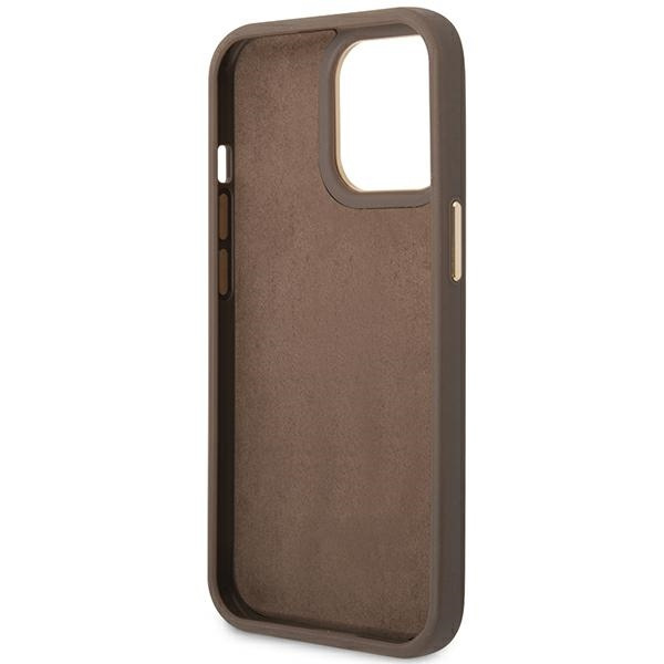 Guess GUHCP14LHG4SHW iPhone 14 Pro6,1" brązowy/brown hard case 4G Vintage Gold Logo