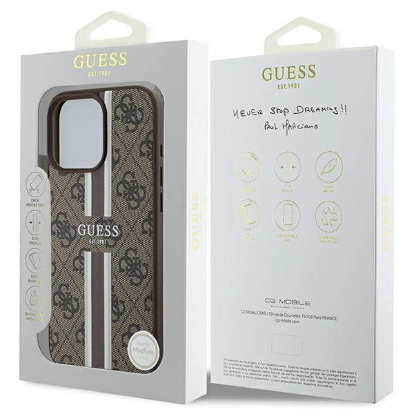 Guess GUHMP16XP4RPSW iPhone 16 Pro Max6.9" brązowy/brown hardcase 4G Printed Stripes MagSafe
