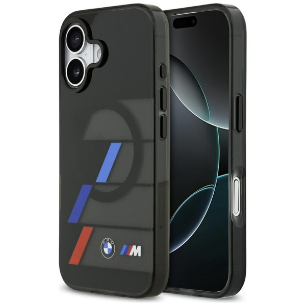 Etui BMW M IML Metal Buttons Tricolor Lines MagSafe do iPhone 17 czarny