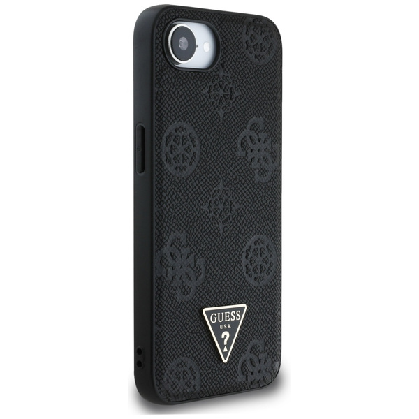 Etui Guess Grained Hot Stamp Peony       Triangle Logo MagSafe do iPhone 16e czarny