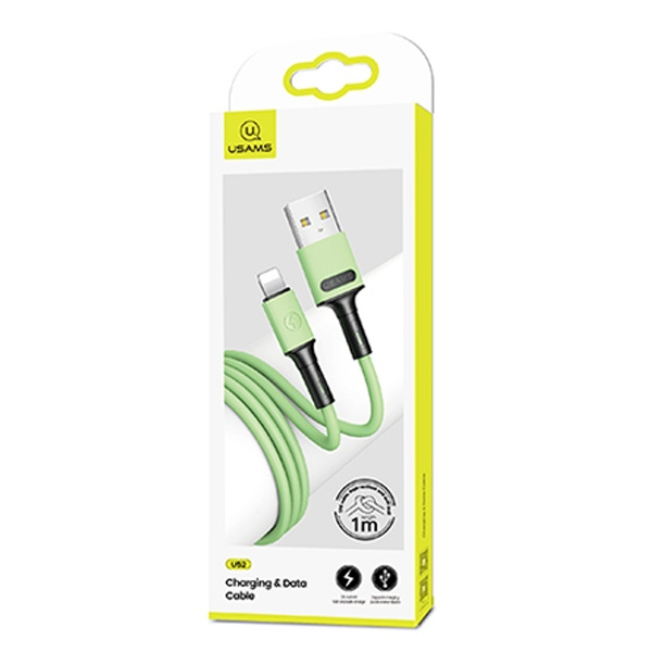 USAMS KABEL U52 LIGHTNING 2A FAST CHARGE 1M ZIELONY/GREEN SJ434USB02 (US-SJ434)