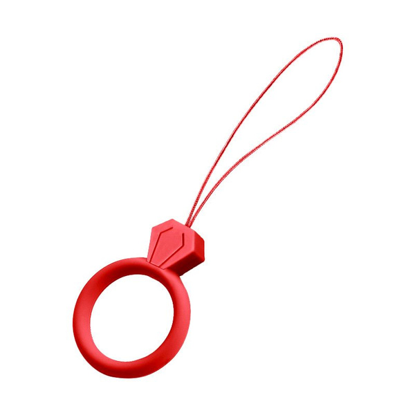 SILICONE PHONE LANYARD RING DIAMOND  RED