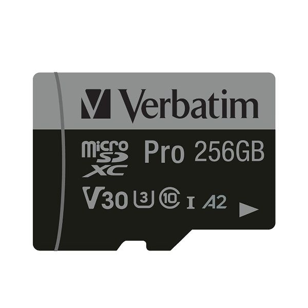 Verbatim Karta microSD 256GB + adapterPro U3 czarny/black 47045