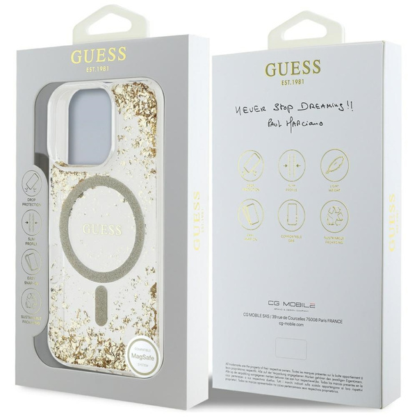Etui Guess HC Resin Bottom Glitter do    iPhone 16 Pro Max MagSafe złoty