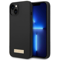 Guess GUHMP14MSBPLK iPhone 14 Plus/ 15 Plus 6.7" czarny/black hard case Silicone Logo Plate MagSafe