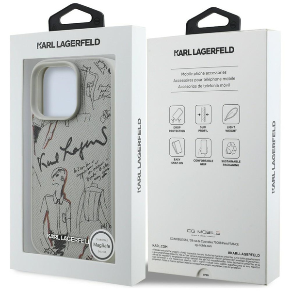 Etui Karl Lagerfeld Grained Pattern &    Logo MagSafe do iPhone 16 Pro Max szary