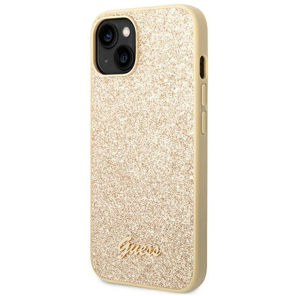 Guess GUHCP14MHGGSHD iPhone 14 Plus/ 15 Plus 6.7" złoty/gold hard case Glitter Script