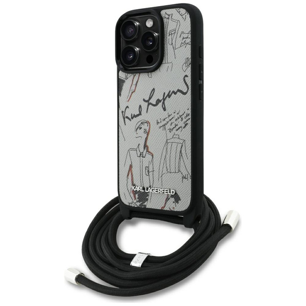 Etui Karl Lagerfeld Crossbody Grained    Pattern & Logo do iPhone 16 Pro Max szary
