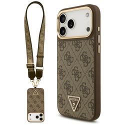 Etui Guess 4G Triangle Logo & Big Strap  Metal Buttons MagSafe do iPhone 17 Pro Max brązowy