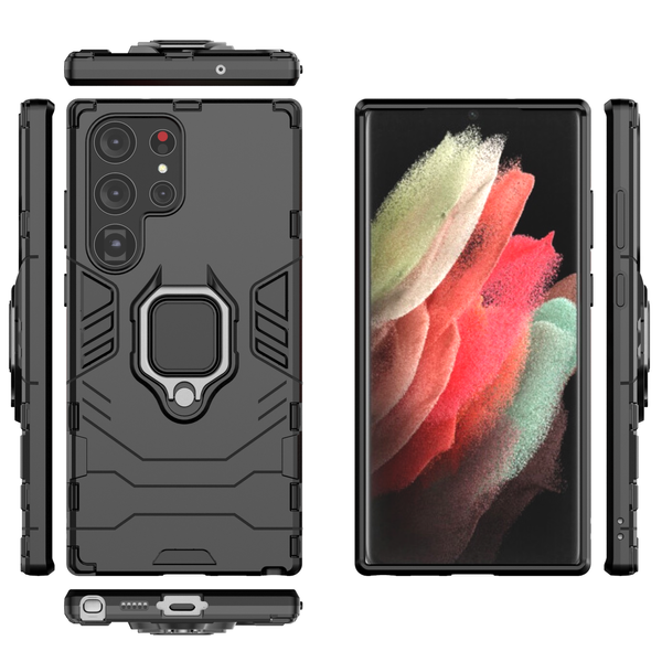 Ring Armor etui do Samsung Galaxy S23 Ultra pancerny pokrowiec uchwyt magnetyczny ring czarne