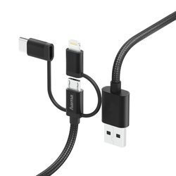 3IN1 HAMA ADAPTER MICRO USB TYPE-C / LIGHTNING 1.5M, BLACK