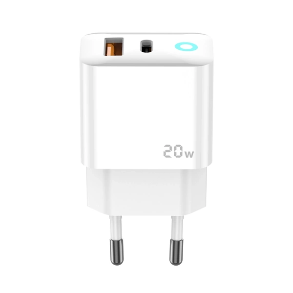 JELLICO wall charger EU11 PD 20W 1xUSB-C + 1xUSB QC3.0 + cable USB-C - Lightning White