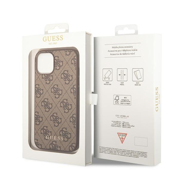 Guess GUHCP15MG4GFBR iPhone 15 Plus / 14 Plus 6.7" brązowy/brown hard case 4G Metal Gold Logo