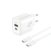 FONENG ładowarka sieciowa EU67 PD 45W 1xUSB-C + 1xUSB QC3.0 + kabel USB-C - USB-C Biały