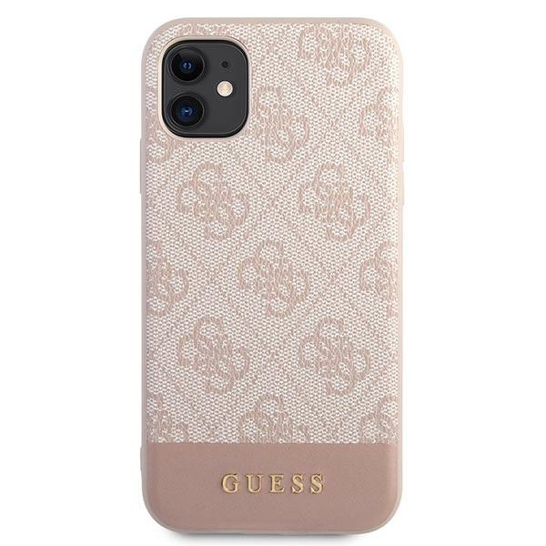 Guess GUHCN61G4GLPI iPhone 11 / Xr 6,1"różowy/pink hard case 4G Stripe Collection