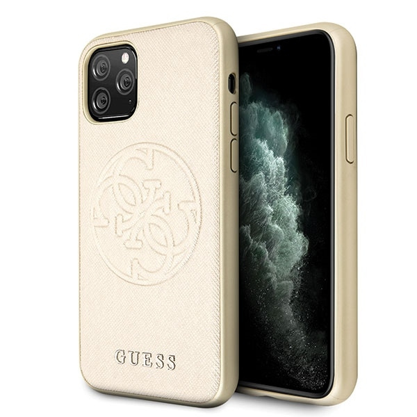 Guess GUHCN65RSSASGO iPhone 11 Pro Max złoty/gold hard case Saffiano 4G Circle Logo
