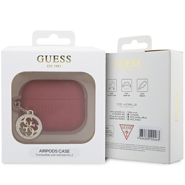 Guess GUAP23DSLGHDF AirPods Pro 2 (2022/2023) cover czerwony 3D Rubber 4G Diamond Charm