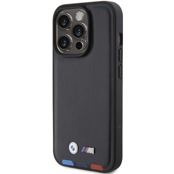 Etui BMW Leather Stamp Tricolor do iPhone 15 Pro - czarne
