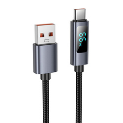 Kabel USB A do USB C Hoco 5A z wyświetlaczem 1 m X112 czarny
