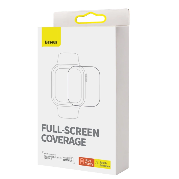 Set of 2x Baseus NanoCrystal protective film for Apple Watch 4/5/6/SE/SE 2 44mm + mounting kit - transparent