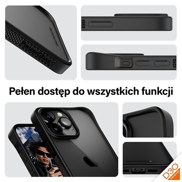 PanzerGlass ClearCase iPhone 15 Pro Max 6.7" D3O 2xMilitary grade czarny/black 1179