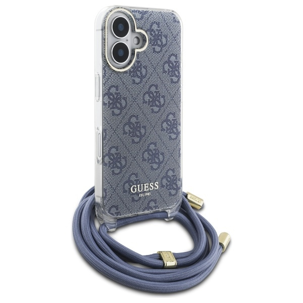 Guess GUHCP16SHC4SEB iPhone 16 6.1"      niebieski/blue hardcase Crossbody Cord 4G Print